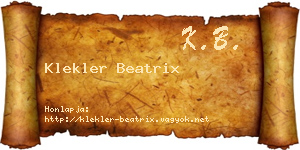 Klekler Beatrix névjegykártya